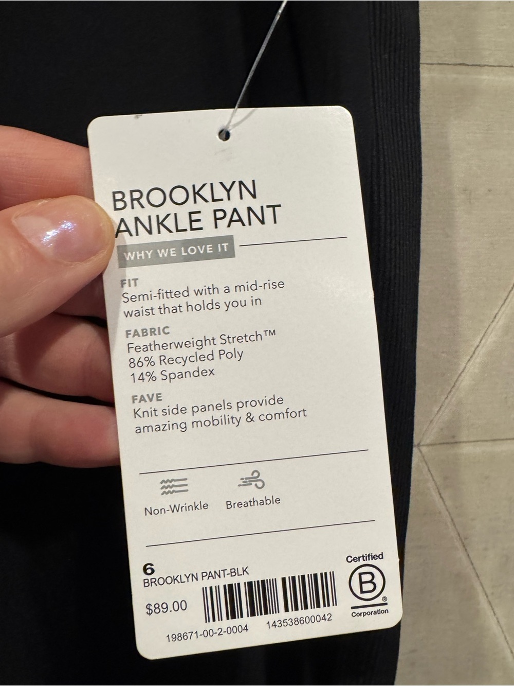Athleta Brooklyn Mid Rise Ankle Pant // Black #198671 - Picture 5 of 9